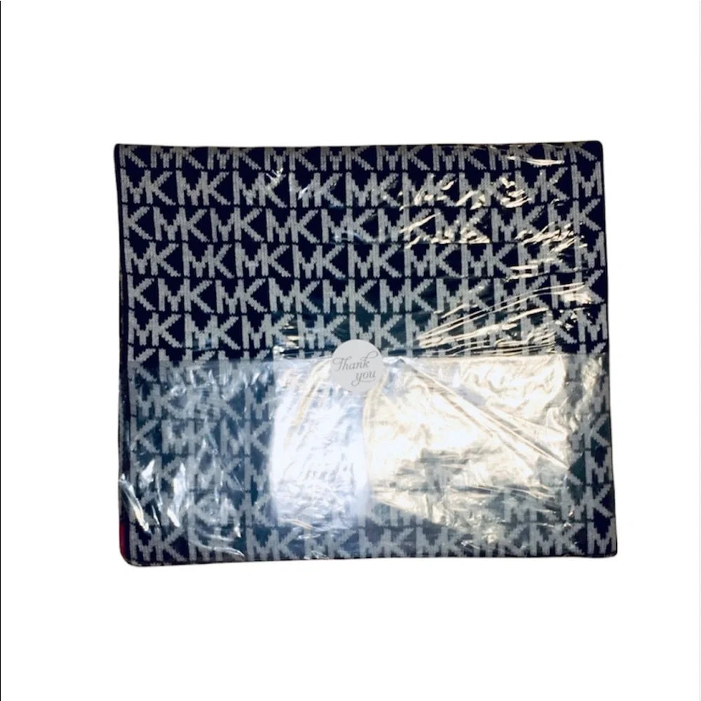 NWT Michael Kors: Black, Gray & Red Logo Scarf